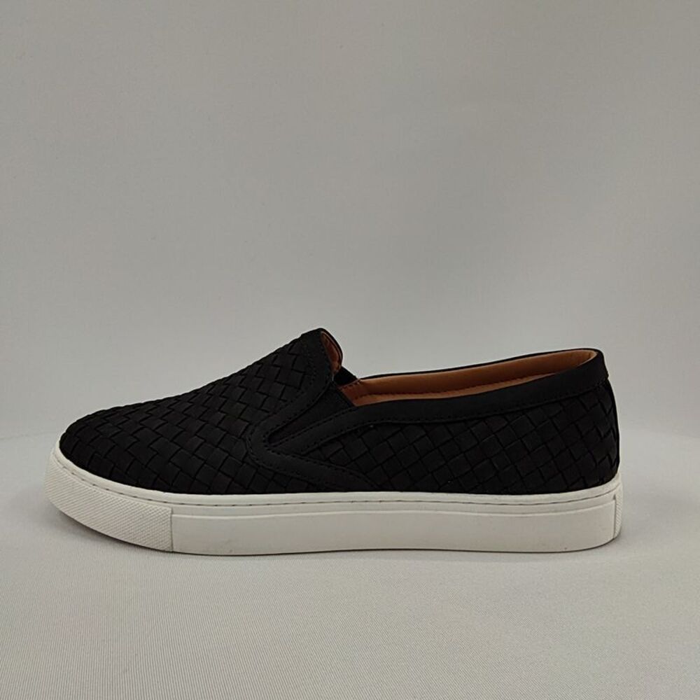 Quince Women 100% Handwoven Leather Slip On Sneaker Black 9